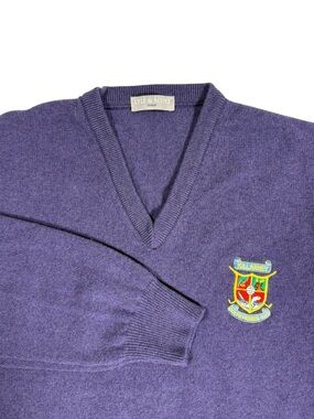 Lyle & Scott Golf Sweater Large Purple Wool V Neck Killarney Golf & Fishing Club